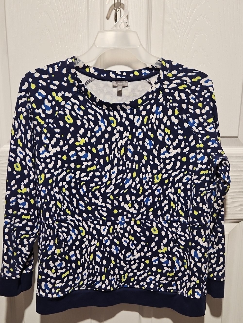Talbots Navy Spot-Print Crewneck Sweatshirt